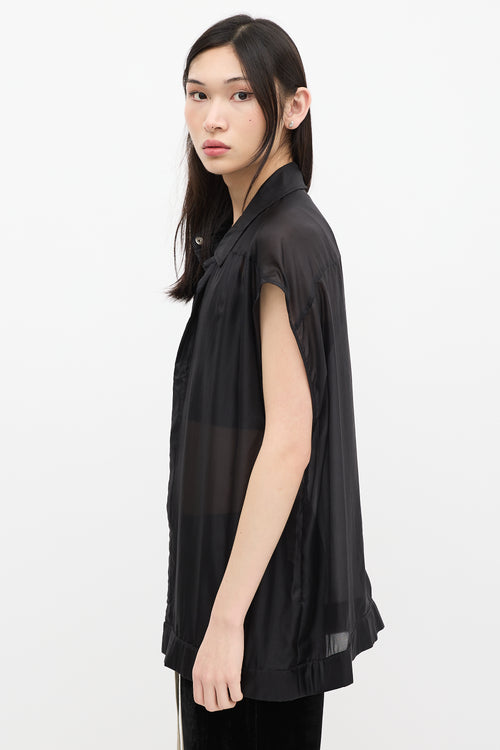 Rick Owens SS 2024 Black Silk Sleeveless Shirt