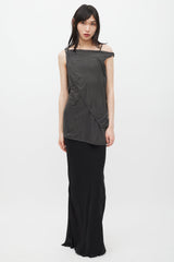 Rick Owens Drkshdw Grey Asymmetrical Drape Tank Top