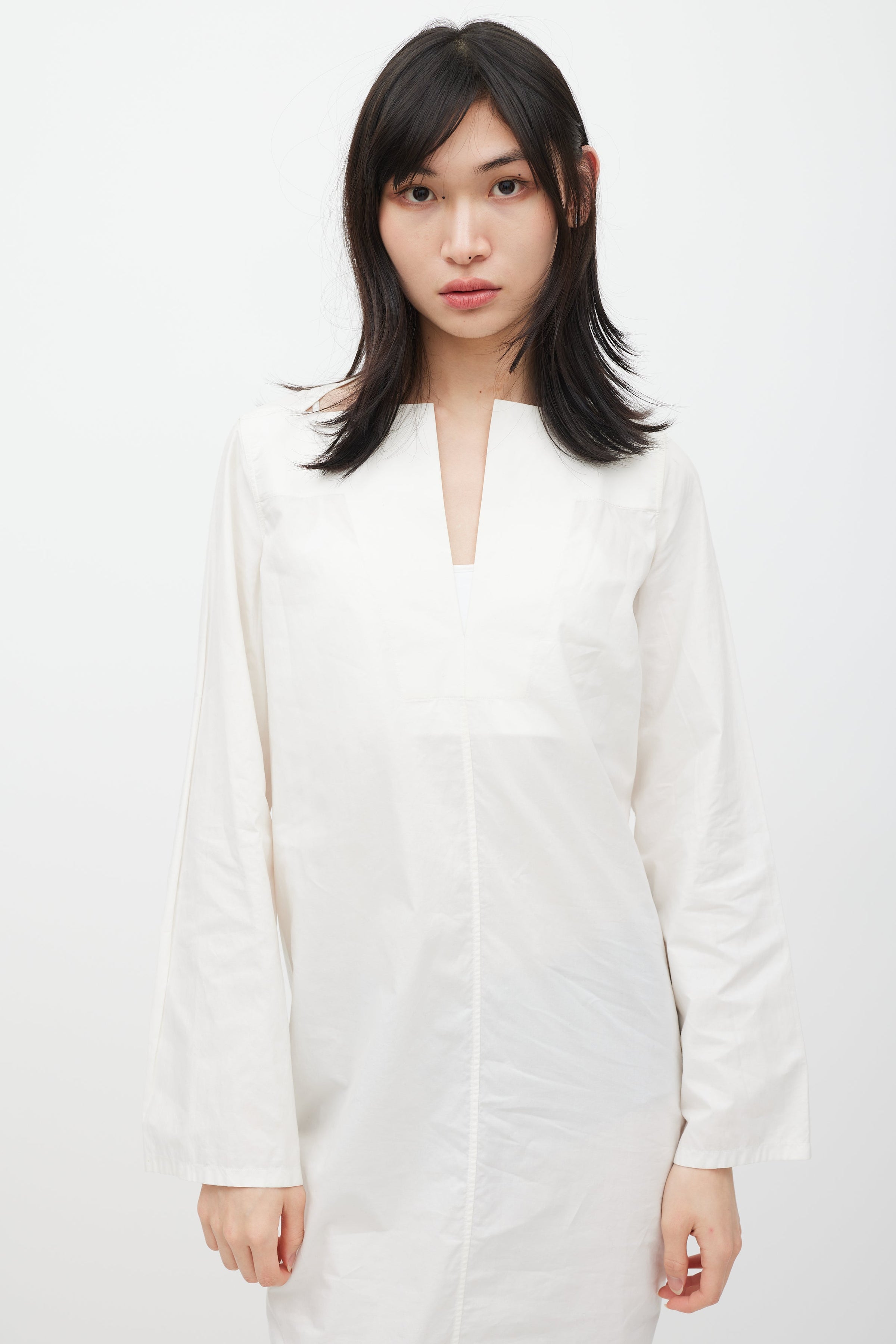 rick owens white dress Rick Owens // SS 2017 V-Neck Shirt Dress – VSP Consignment
