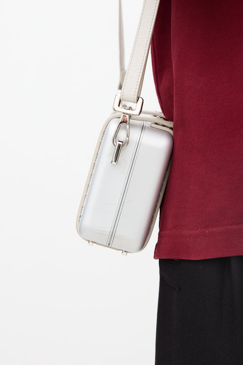 Rimowa X Dior Silver Personal Clutch On Strap Bag