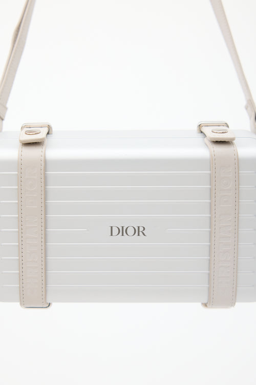 Rimowa X Dior Silver Personal Clutch On Strap Bag