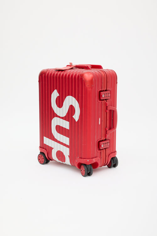 Rimowa x Supreme 45L Red & White Logo Hard Case Topas  Luggage