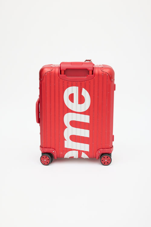 Rimowa x Supreme 45L Red & White Logo Hard Case Topas  Luggage