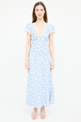 Rixo Floral Belted Silk Dress