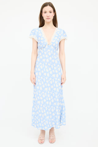Rixo Floral Belted Silk Dress