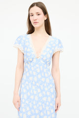 Rixo Floral Belted Silk Dress