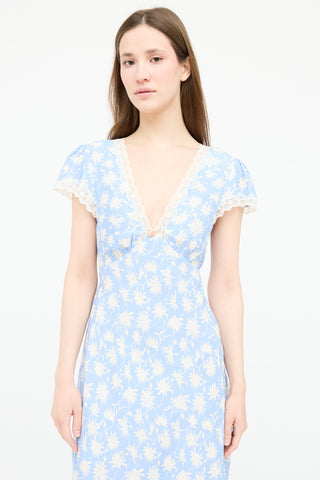 Rixo Floral Belted Silk Dress