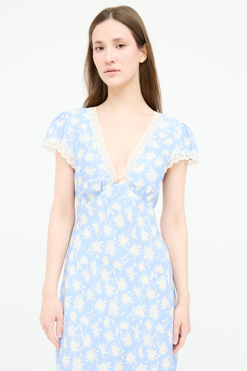 Rixo Floral Belted Silk Dress