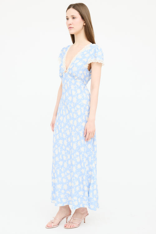 Rixo Floral Belted Silk Dress