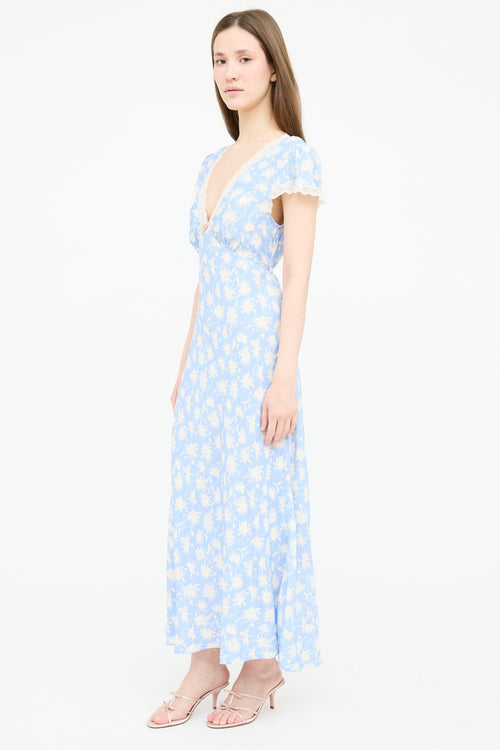 Rixo Floral Belted Silk Dress