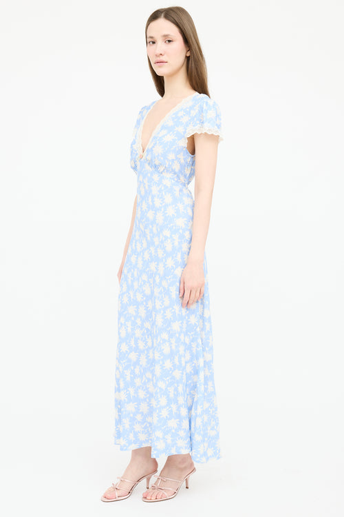 Rixo Floral Belted Silk Dress