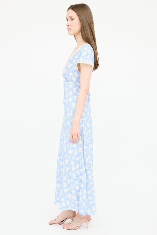 Rixo Floral Belted Silk Dress