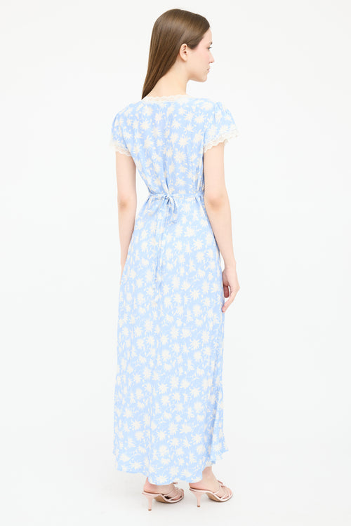 Rixo Floral Belted Silk Dress