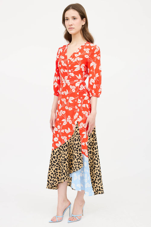RixoSilk Pattern Wrap Dress