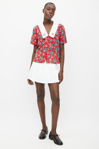 Rixo Red & Multi Silk Floral Blouse