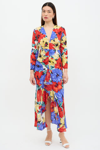 Rixo Silk Floral Rose Dress