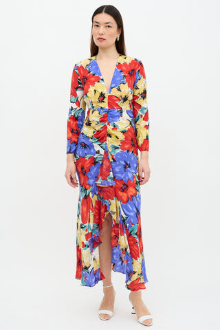 Rixo Silk Floral Rose Dress