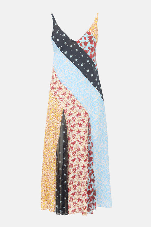 Rixo Silk Patchwork Denise Dress