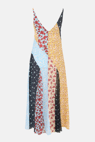 Rixo Silk Patchwork Denise Dress