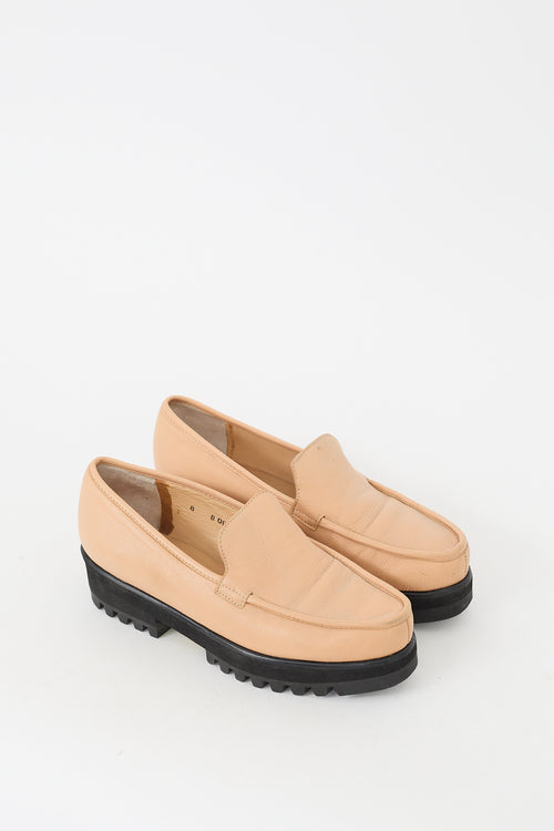 Clergerie Beige & Black Leather Platform Loafer