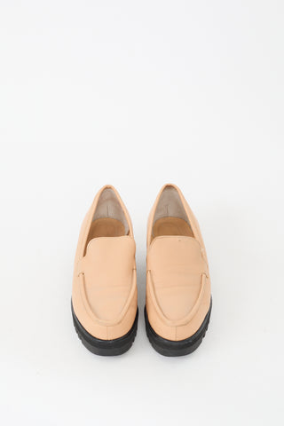 Clergerie Beige & Black Leather Platform Loafer