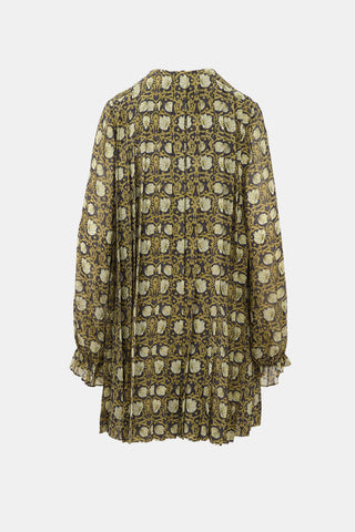 Robert Rodriguez Silk Pleated Floral Dress