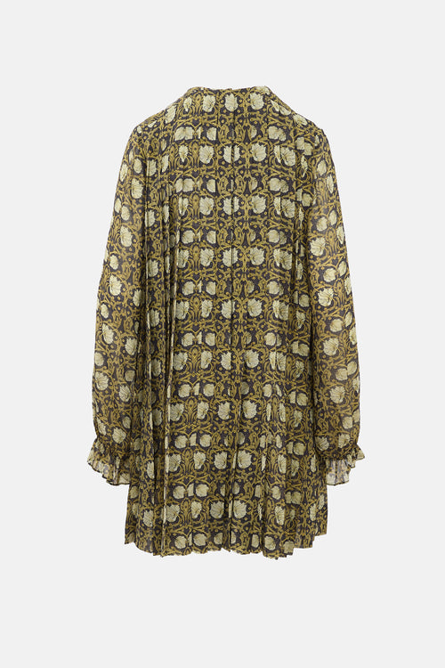 Robert Rodriguez Silk Pleated Floral Dress
