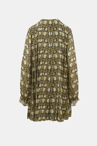 Robert Rodriguez Silk Pleated Floral Dress