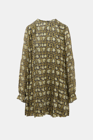 Robert Rodriguez Silk Pleated Floral Dress