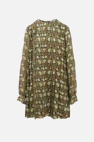 Robert Rodriguez Silk Pleated Floral Dress