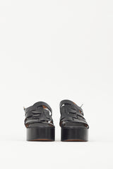 Clergerie Black Leather Casey Woven Platform Sandal