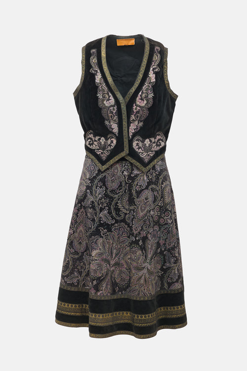 Roberto Cavalli 1970s Velour Patchwork Set