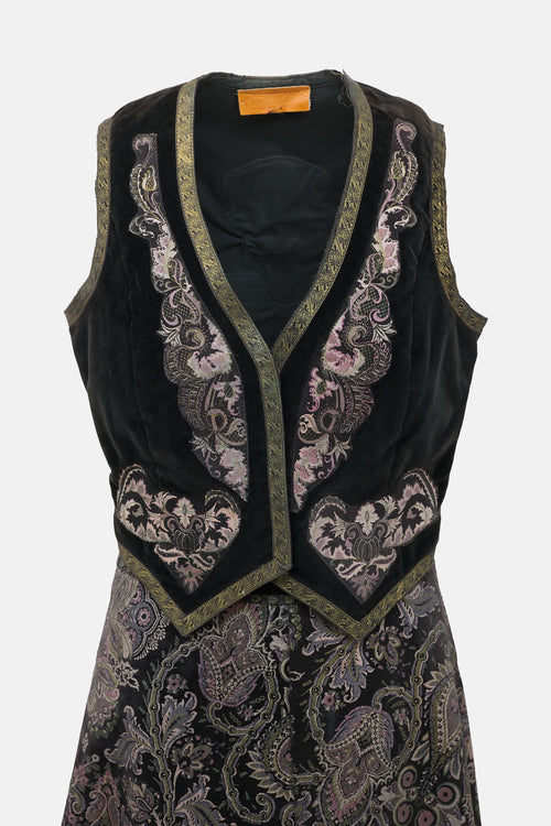 Roberto Cavalli 1970s Velour Patchwork Set