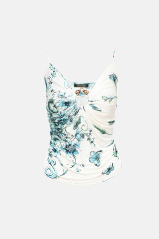 Roberto Cavalli 2005 Ruched V-Neck Top