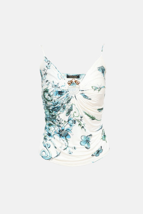 Roberto Cavalli 2005 Ruched V-Neck Top
