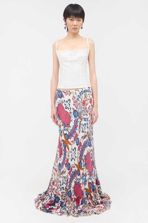 Roberto Cavalli 2006 Silk Printed Maxi Skirt