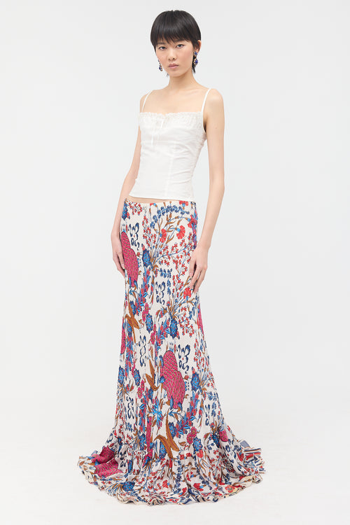 Roberto Cavalli 2006 Silk Printed Maxi Skirt