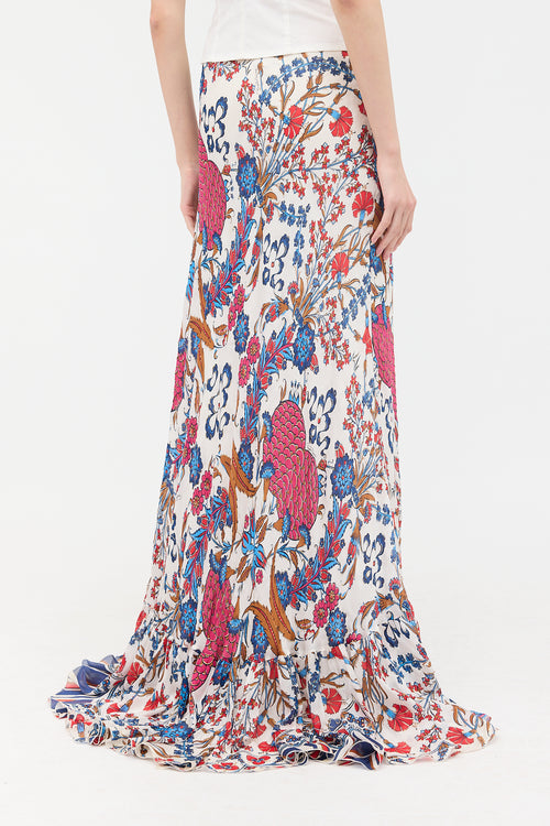 Roberto Cavalli 2006 Silk Printed Maxi Skirt