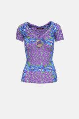 Roberto Cavalli 2008 Floral V-Neck T-shirt