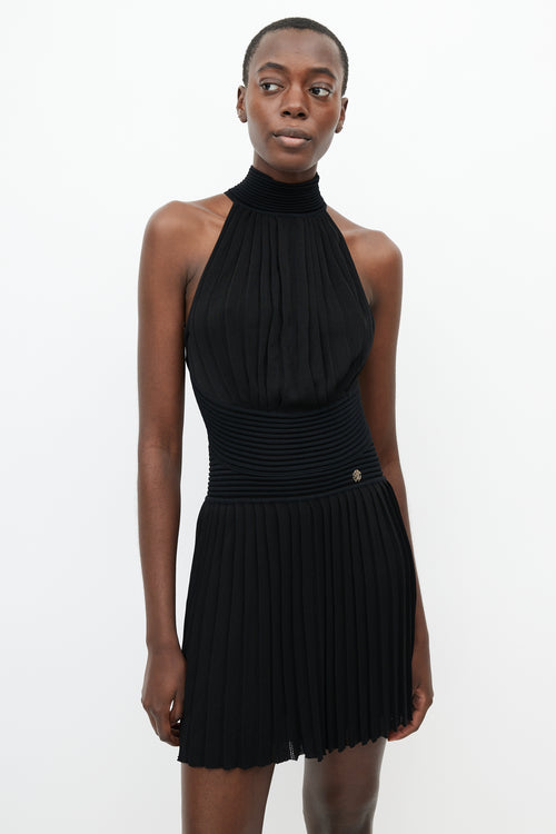 Roberto Cavalli Black Halter Cut Out Back Dress