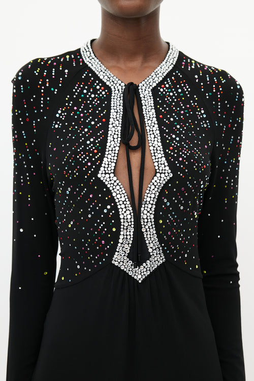 Roberto Cavalli Black & Multicolour Jewel Dress