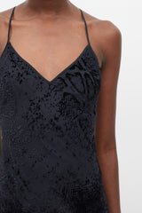 Roberto Cavalli Black Textured Velvet Dress