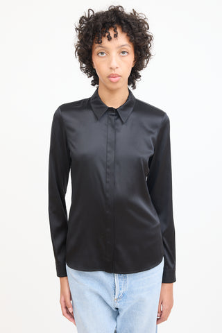 Roberto Cavalli Black Silk Shirt