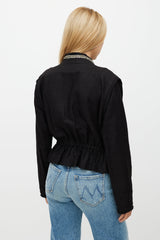 Roberto Cavalli Black & Silver Gathered Jacket