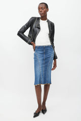 Roberto Cavalli Black & White Whipstich Leather Jacket