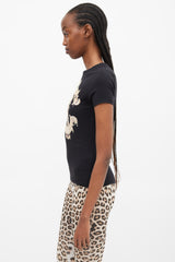 Roberto Cavalli Black & Yellow Ornate Logo T-Shirt