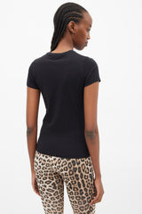 Roberto Cavalli Black & Yellow Ornate Logo T-Shirt