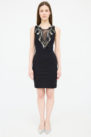 Roberto Cavalli Lace Crystal Midi Dress