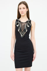 Roberto Cavalli Lace Crystal Midi Dress