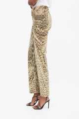 Roberto Cavalli Brown & Cream Printed Sequinned Pants